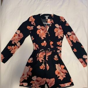 H&M Floral Pattern Long Sleeve Romper Jumpsuit